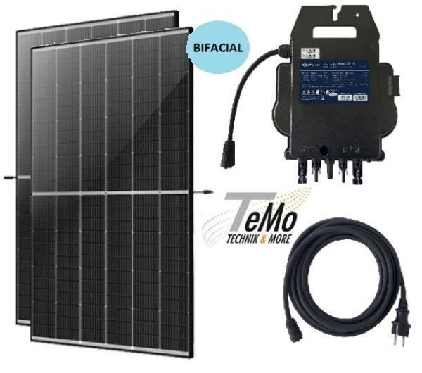 Balkonkraftwerk 900W DC - 600/800W AC, Solarmodule AXITEC, Doppelglas Bifacial/Rahmen schwarz/Front weiss, Solaranlage Steckerfertig WiFi Komplettset Photovoltaik